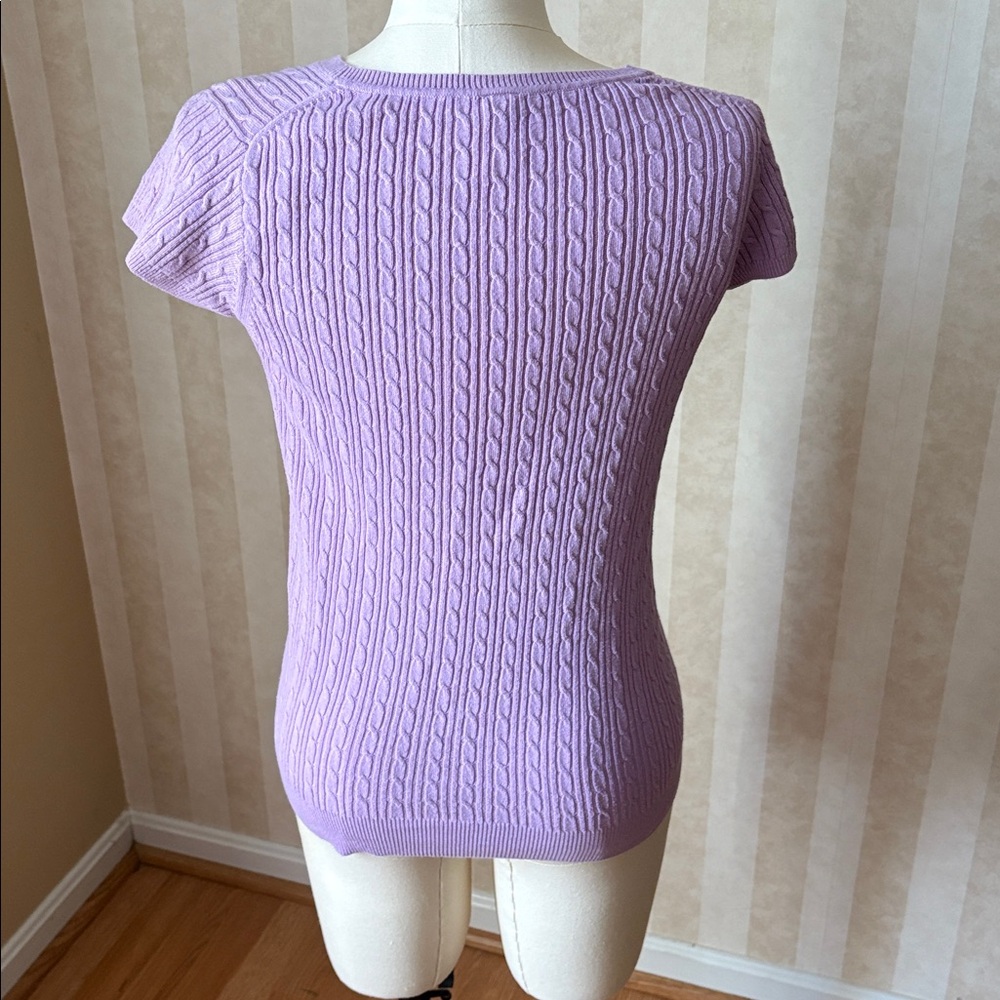 GAP Lilac Cable Knit Cap Sleeve Top - Picture 2 of 4